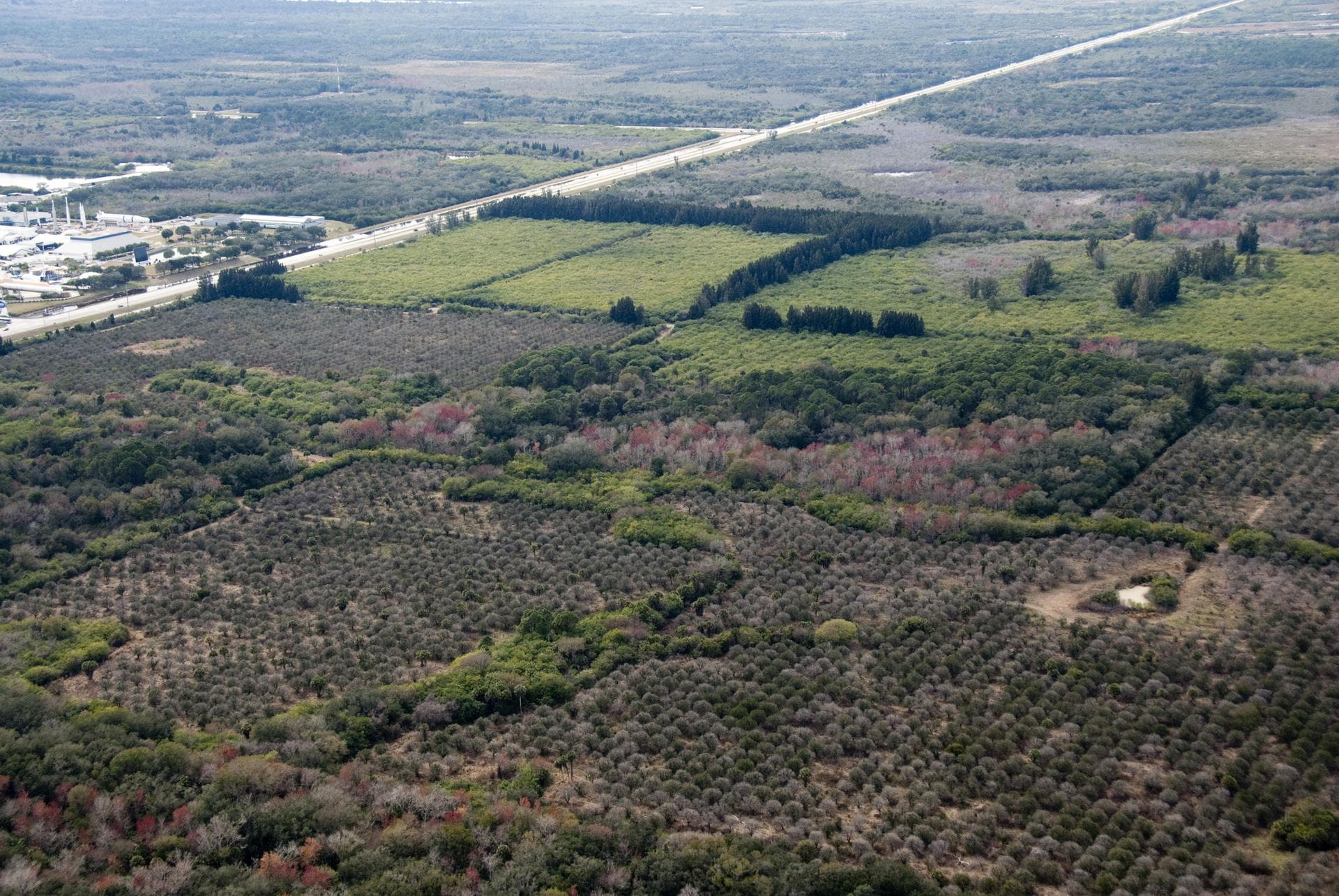 Large solar array adjacent to a commercial manufacturing facility